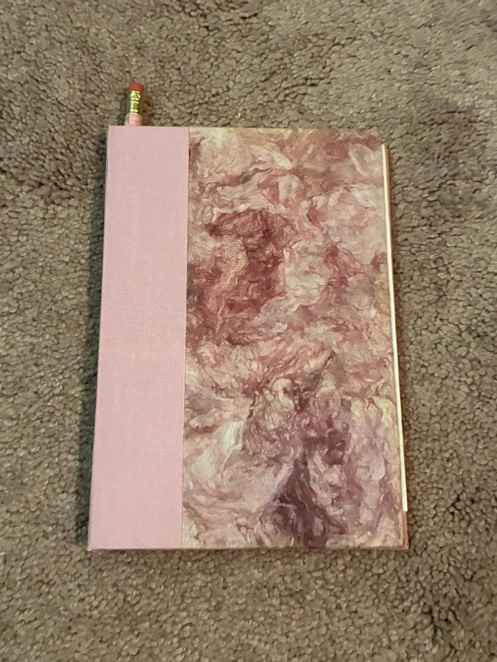Pink Marble Handmade Notebook with Marbled Pencil
